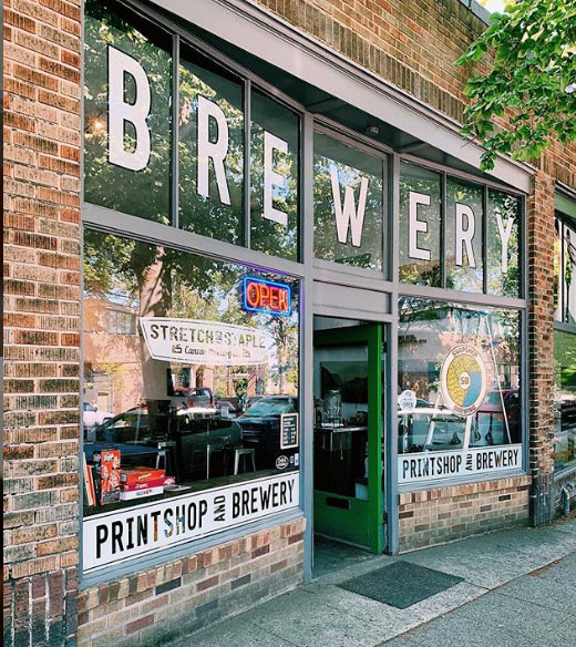 A brewery taproom's storefront