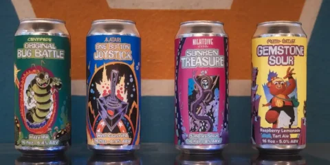 A Perfect Pairing: Vice Beer Co. Teams Up with Atari. Yes, that Atari Four cans of beer with colorful, video game-themed labels