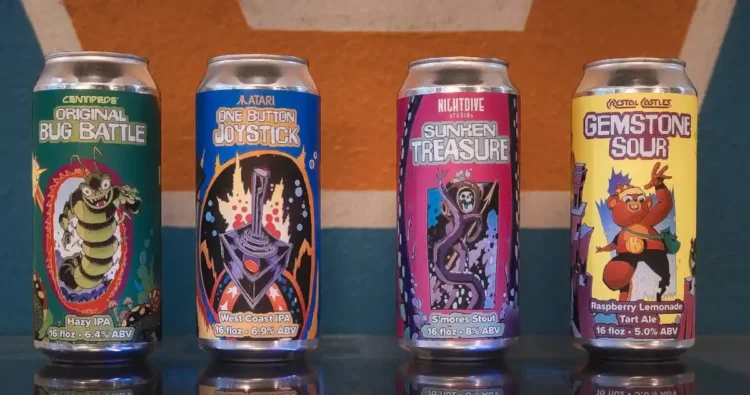 A Perfect Pairing: Vice Beer Co. Teams Up with Atari. Yes, that Atari Four cans of beer with colorful, video game-themed labels
