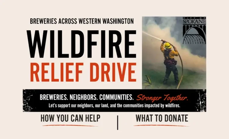 Westside Breweries Stepping. Immediate Wildfire Assistance You Can Help! small poster for a brewery-led wildfire relief effort