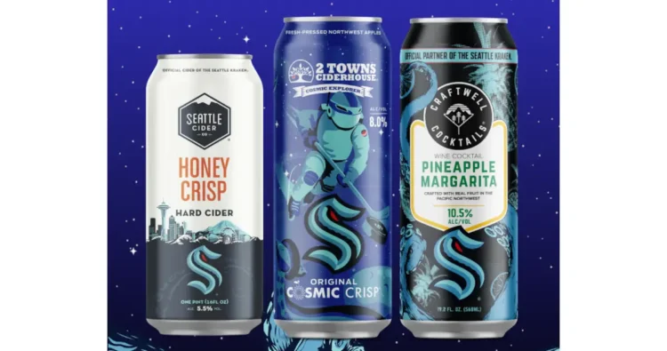 2 Towns Ciderhouse, Craftwell, and Seattle Cider Team Up With the Kraken Co-branded beverages for the Seattle Kraken