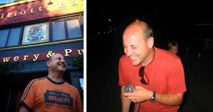 Elliott Bay Brewing’s Doug Hindman Earns Master Brewers’ Highest Honor two pictures of Doug Hindman laughing, side by side