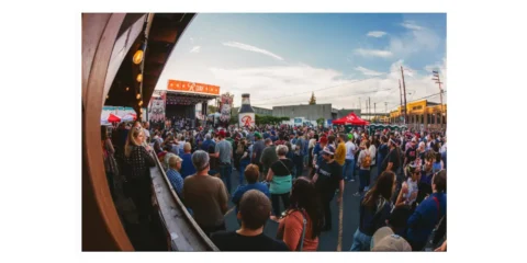 a crowd of people at a large, crowded street festival