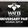 a black and white flyer for an anniversary party at a brewery