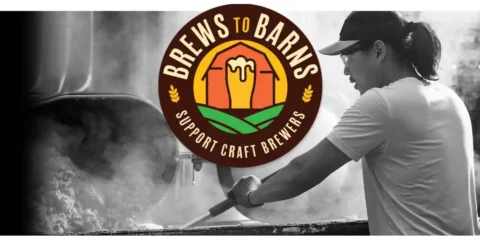 Brews to Barns Act Would Reward Breweries for Doing What They Already Do A logo for the Brews to Barn Act set against a picture of a person working in a brewery
