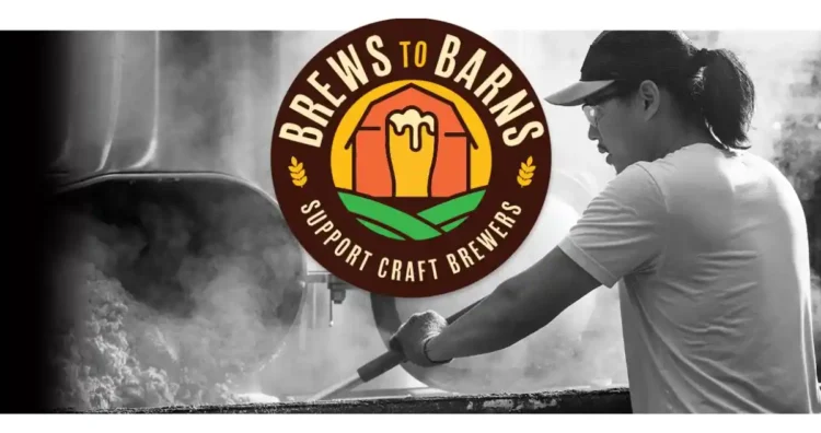Brews to Barns Act Would Reward Breweries for Doing What They Already Do A logo for the Brews to Barn Act set against a picture of a person working in a brewery