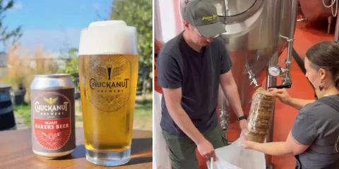 A can of beer sitting next to a glass of freshly poured beer
