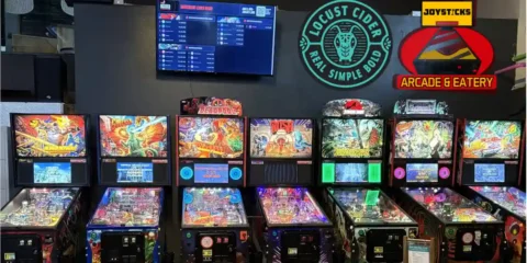 Locust Cider Sells Its Last Taproom, but the Vibe is Not Going Away A row of colorful pinball machines